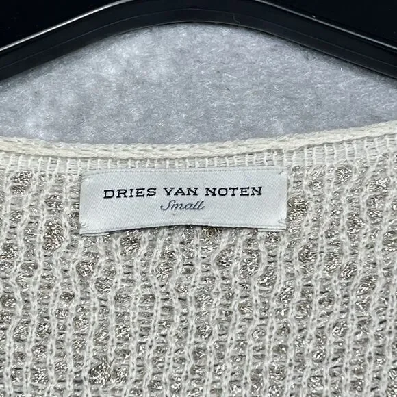 Dries Van Noten Sweater Cardigan Womens Size Small Beige Long Sleeve Belgium